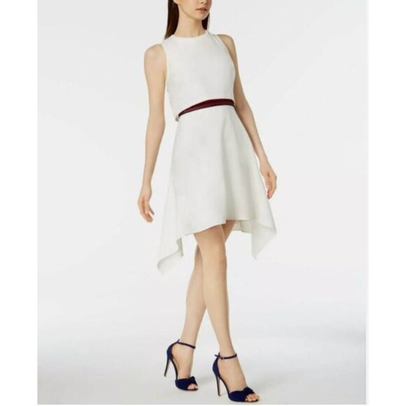 Julia Jordan Women's Popover Sheath Dress Handkerchief Hem White 4 - Picture 1 of 16